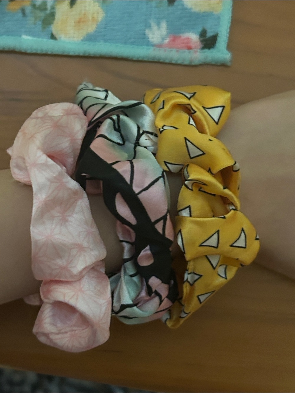 Demon slayer inspired scrunchies - set of 3